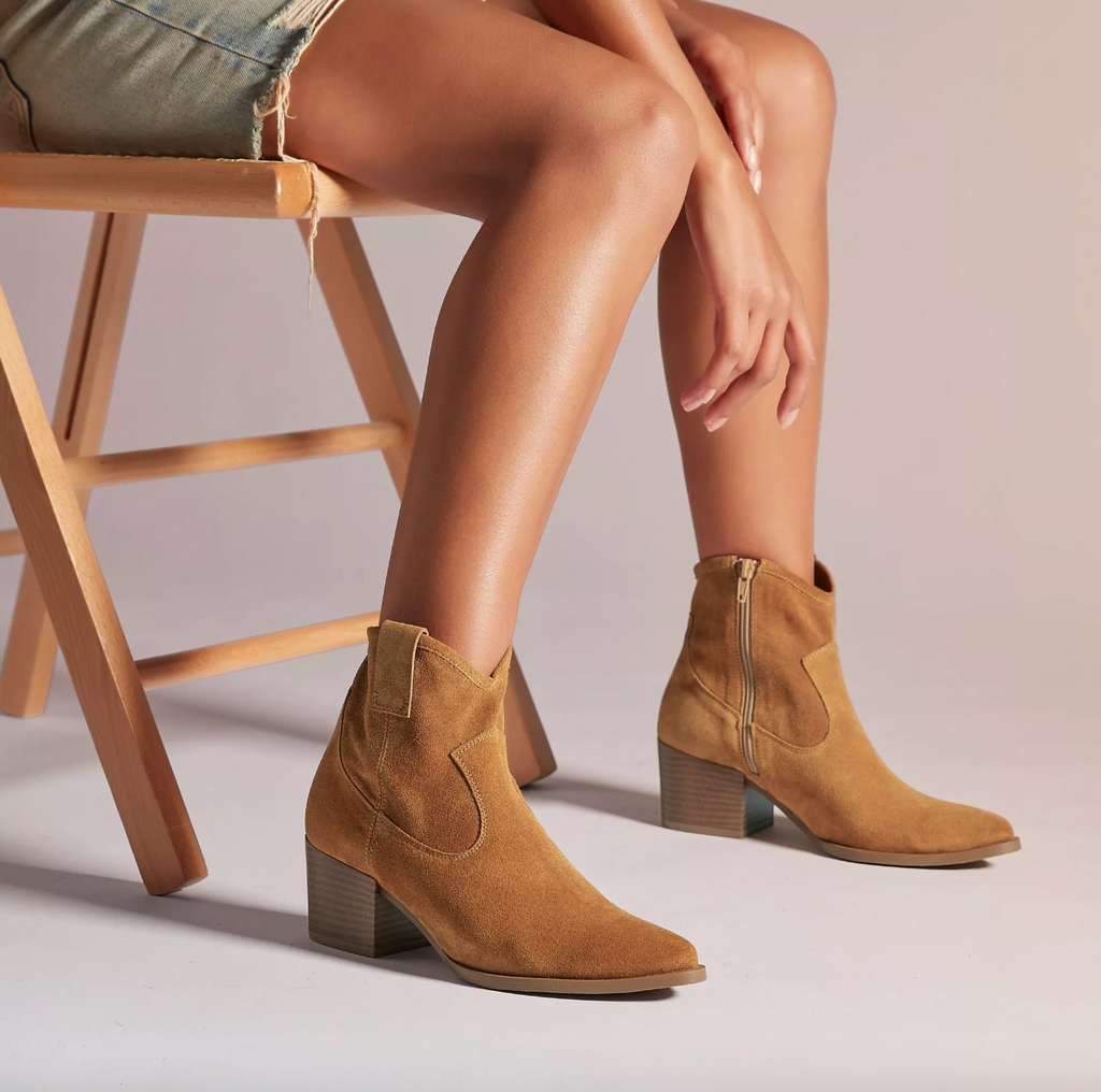 Clarks Western Boot in Tan Suede Imelda