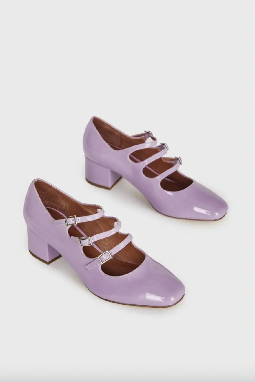 Intentionally Blank - Heeled Mary Jane in Lavender Patent Leather