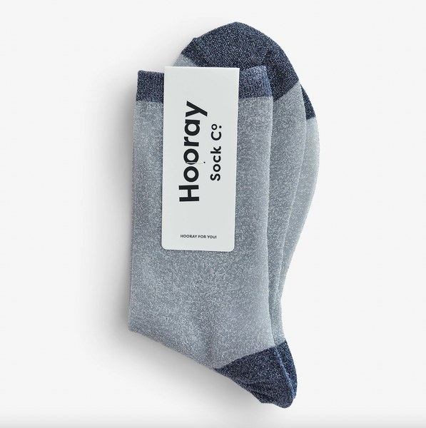 Hooray Sock Co - Sheer Shimmer Socks in Silver