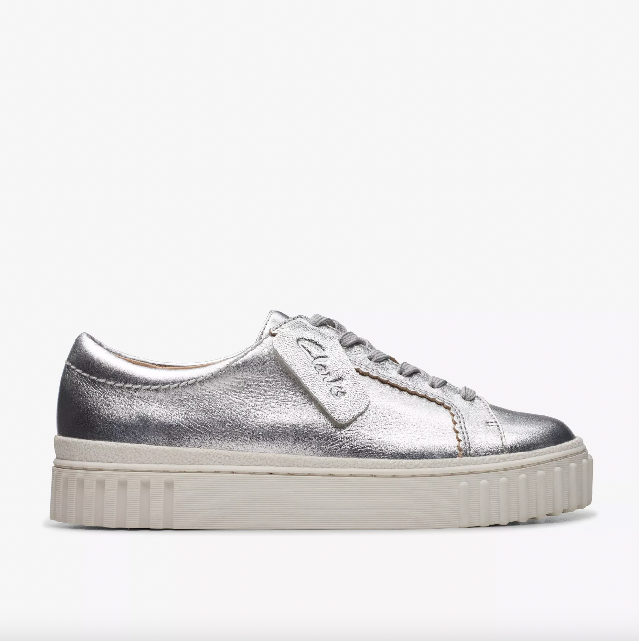 Clarks - Chunky Leather Sneaker in Silver