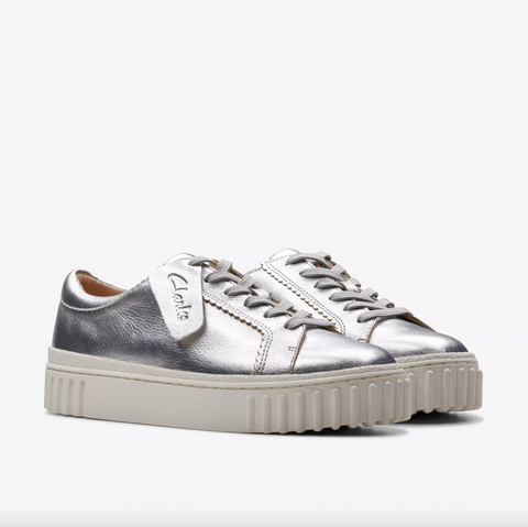 Clarks - Chunky Leather Sneaker in Silver