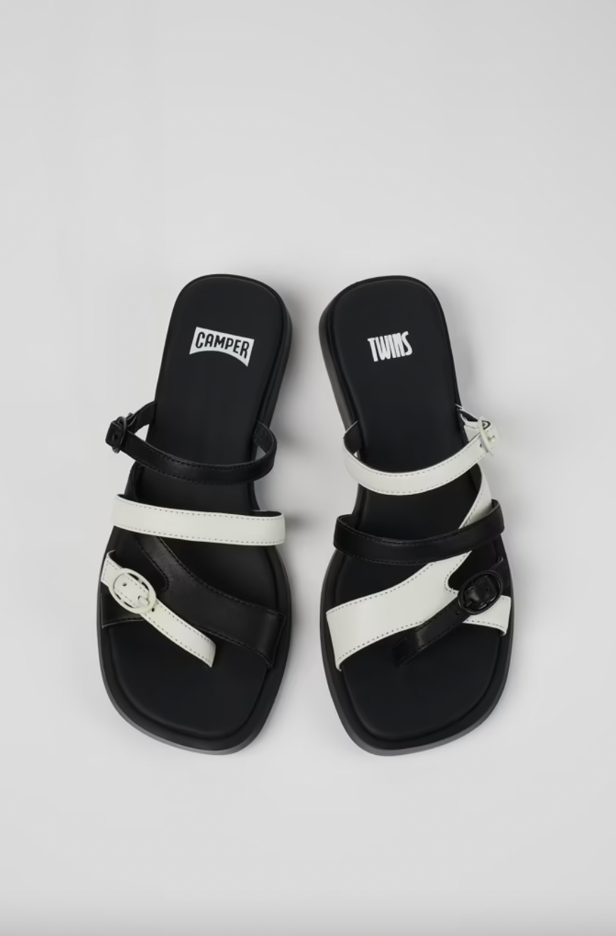 Camper - Black & White Leather Sandal