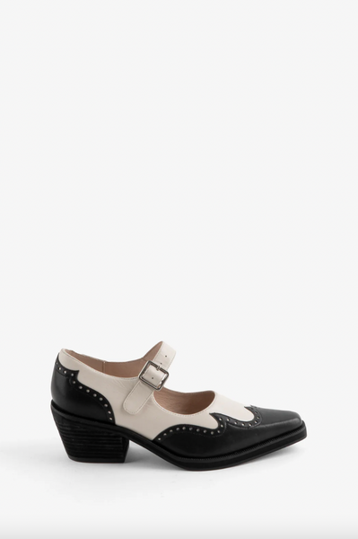 Intentionally Blank - Heeled Mary Janes in Black & White