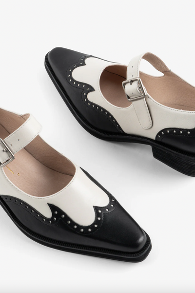 Intentionally Blank - Heeled Mary Janes in Black & White