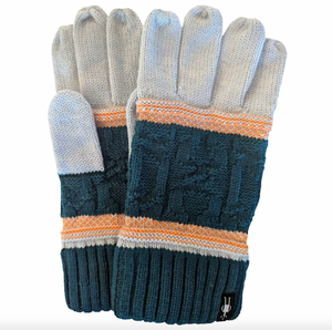 Smartwool - Popcorn Cable Gloves in Emerald Green & Apricot