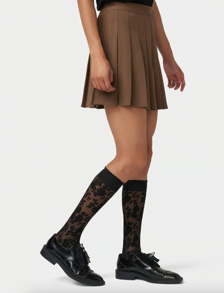 Hue - Black Floral Lace Sheer Knee Highs