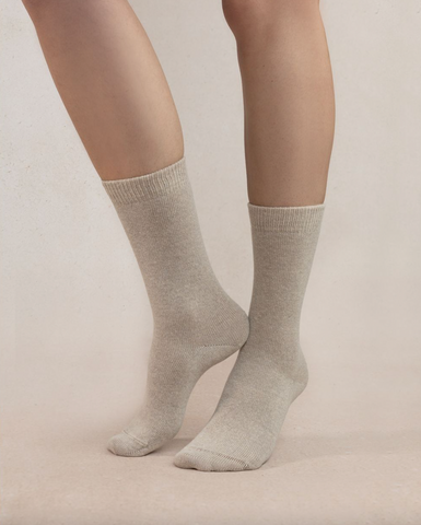 Bleuforet - Solid Cashmere Socks in Beige