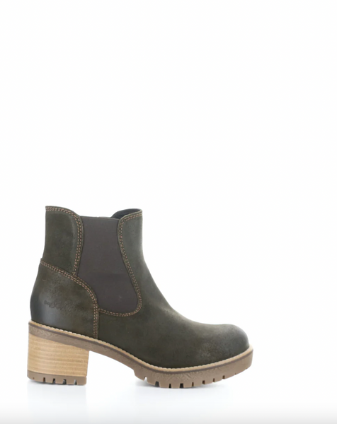 Bos & Co - Waterproof Lug Sole Boot in Olive/Dark Brown Nubuck