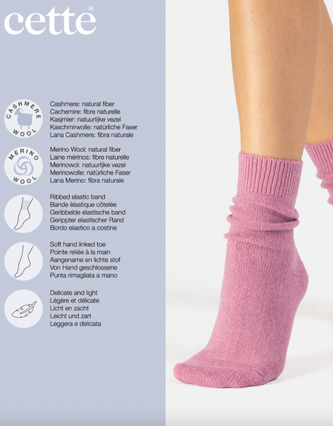 Cette - Cozy Cashmere & Merino Socks in Pink