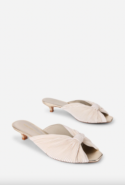 Intentionally Blank - Peep Toe Kitten Heel in Ivory Satin