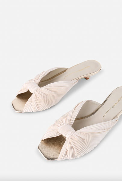 Intentionally Blank - Peep Toe Kitten Heel in Ivory Satin