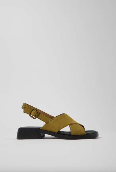 Camper - Cross-Strap Sandal in Olive Nubuck