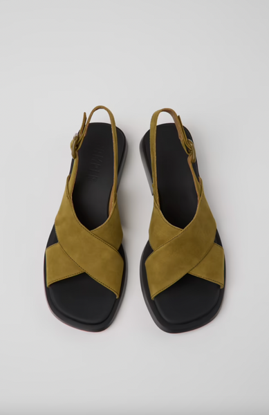 Camper - Cross-Strap Sandal in Olive Nubuck