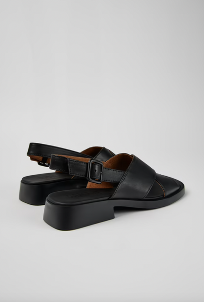 Camper - Cross-Strap Sandal in Black Leather