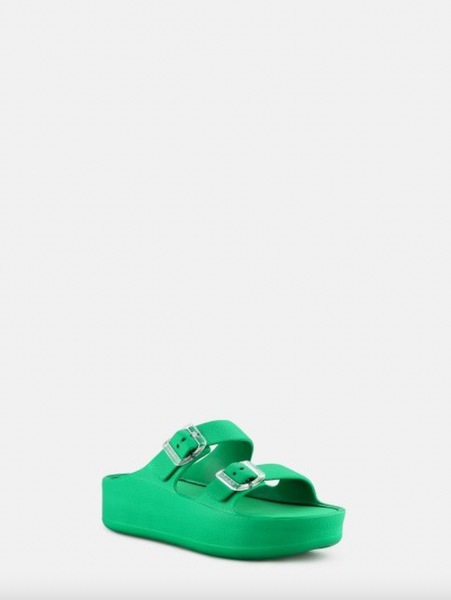 Lemon Jelly - Platform Sandal in Oasis Green - Adjustable Buckle