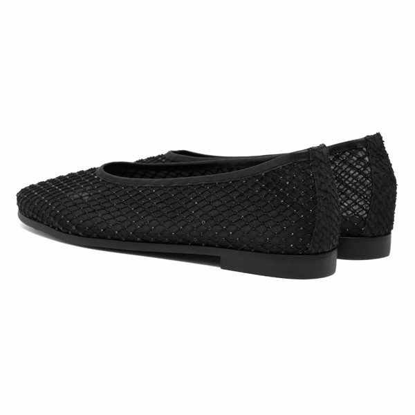 Woden - Fishnet Ballerina Flat in Black