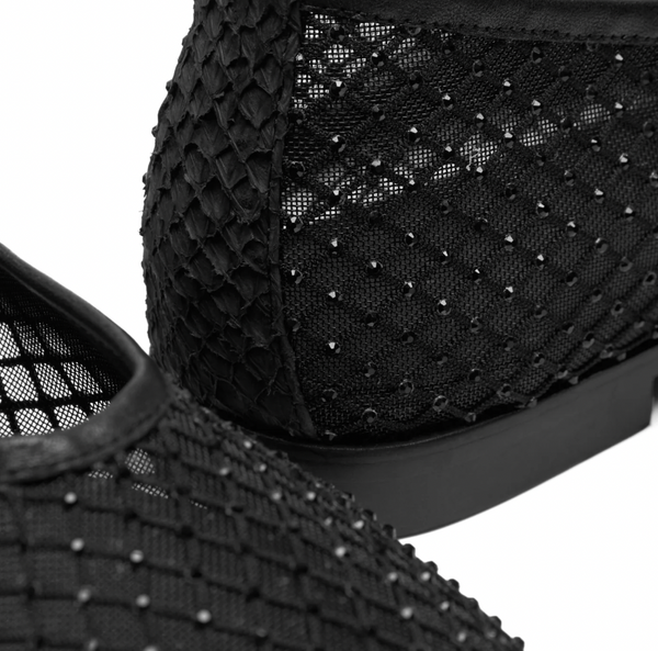 Woden - Fishnet Ballerina Flat in Black