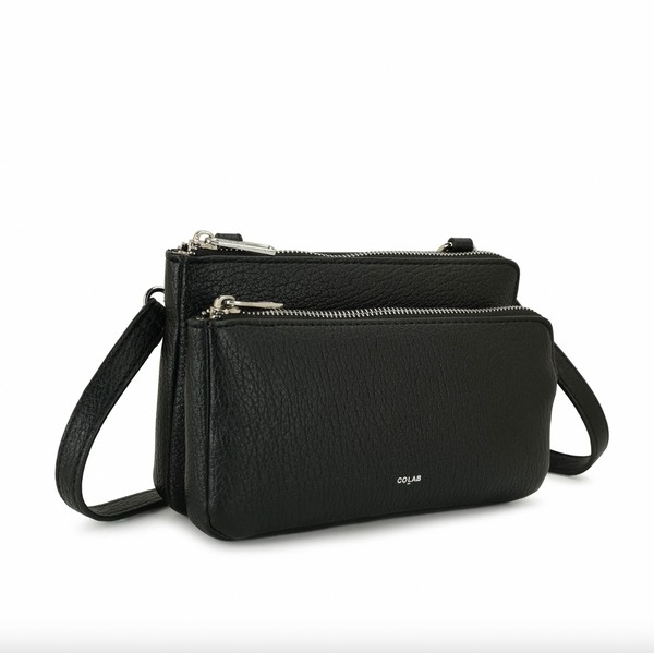 Co-Lab - Double Zip Crossbody in Black