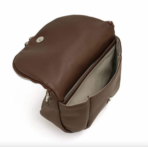 Co-Lab - Curved Flap Crossbody in Chocolate