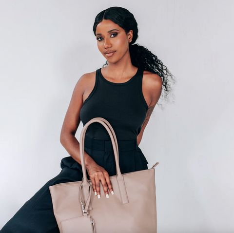 Co-Lab - Large Tote with Curved Handles in Taupe