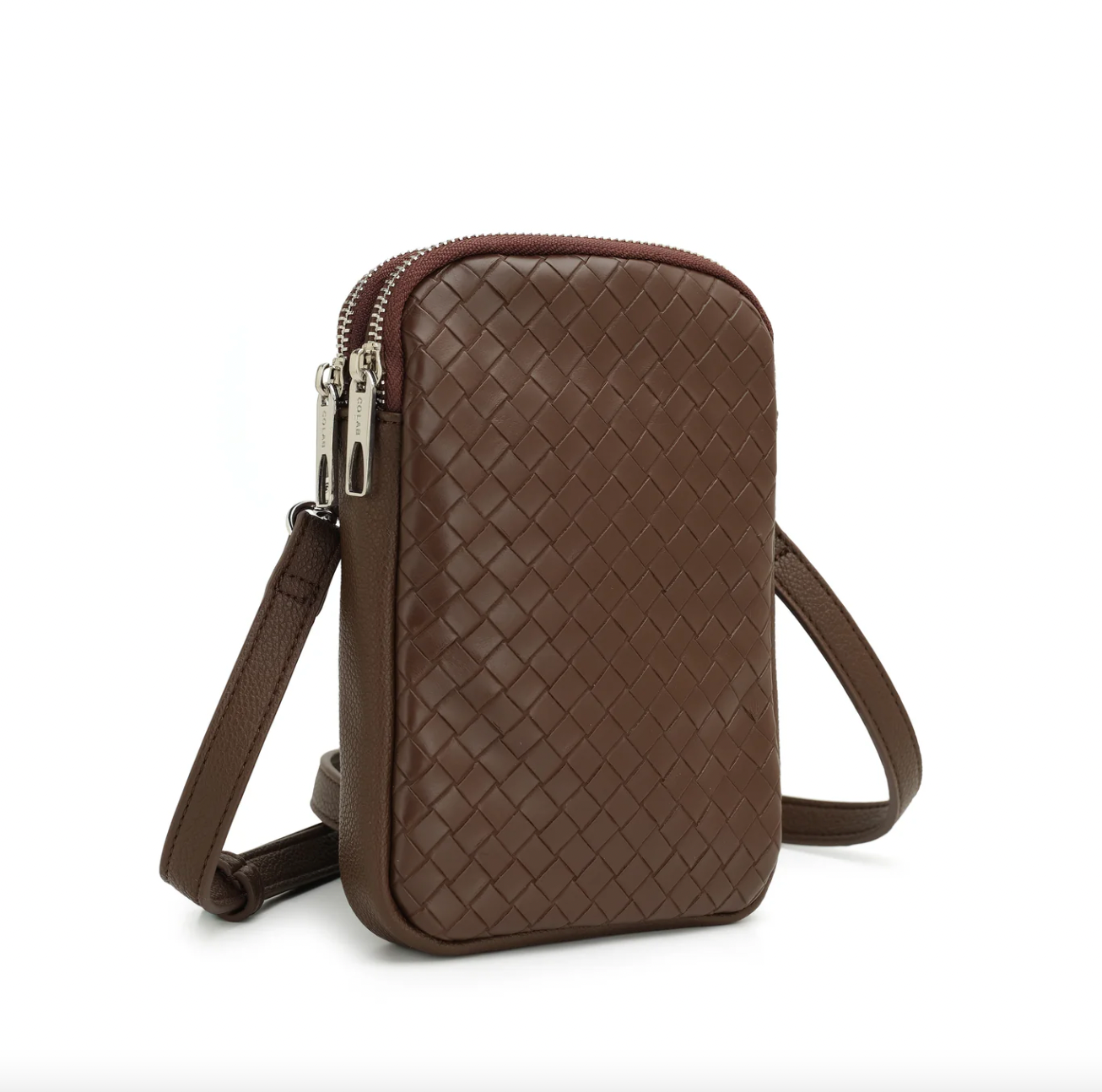 Co-Lab - Small Woven Tech Crossbody in Chocolate