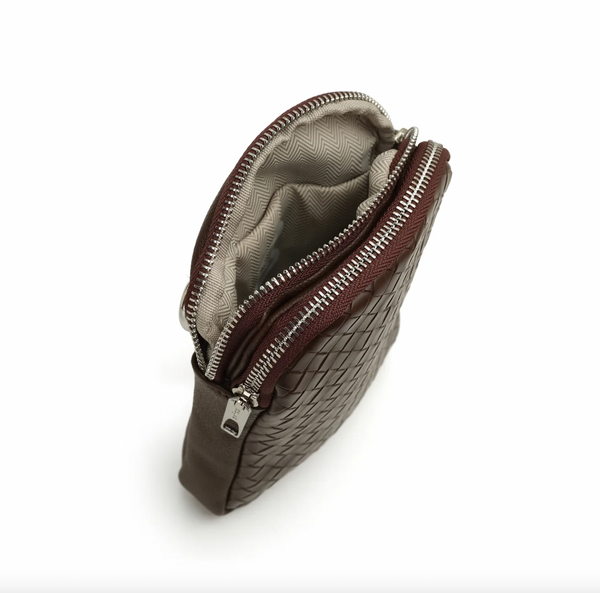 Co-Lab - Small Woven Tech Crossbody in Chocolate