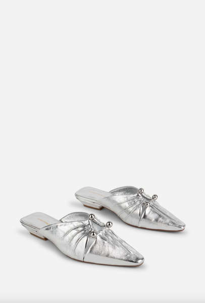 Intentionally Blank - Metallic Leather Slide in Mercury