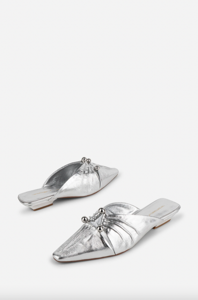 Intentionally Blank - Metallic Leather Slide in Mercury