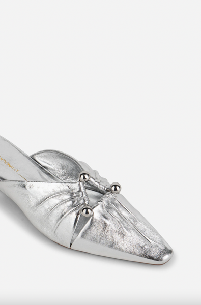 Intentionally Blank - Metallic Leather Slide in Mercury