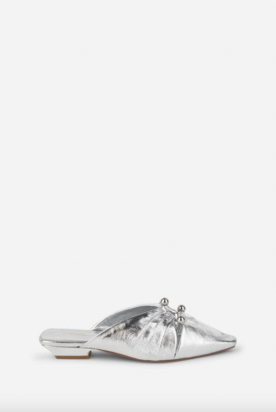 Intentionally Blank - Metallic Leather Slide in Mercury
