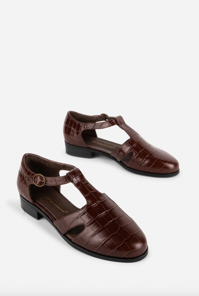 Intentionally Blank - Embossed Flat in Chocolate Croc