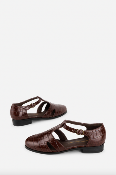 Intentionally Blank - Embossed Flat in Chocolate Croc