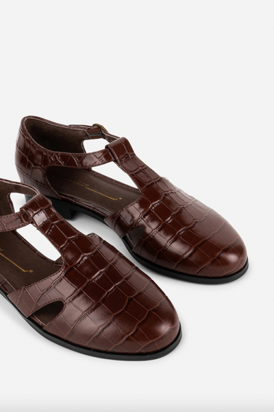 Intentionally Blank - Embossed Flat in Chocolate Croc