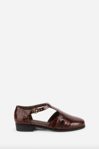 Intentionally Blank - Embossed Flat in Chocolate Croc