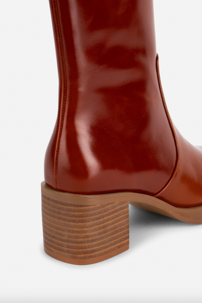 Intentionally Blank - Mid Height Boot in Polished Cognac Leather