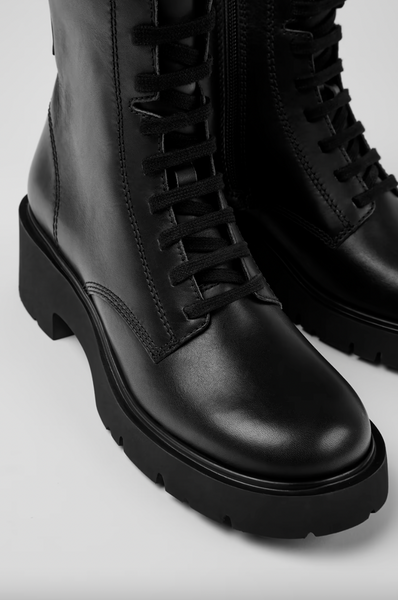 Camper -  Platform Lace Up Boot in Black Leather