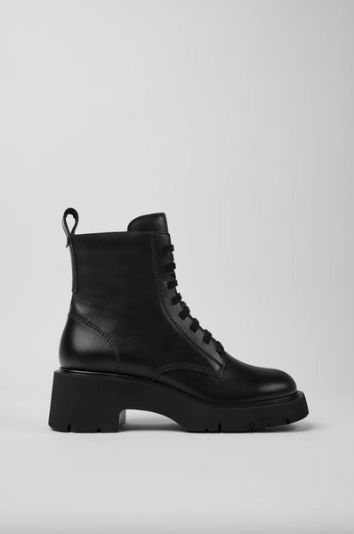 Camper -  Platform Lace Up Boot in Black Leather