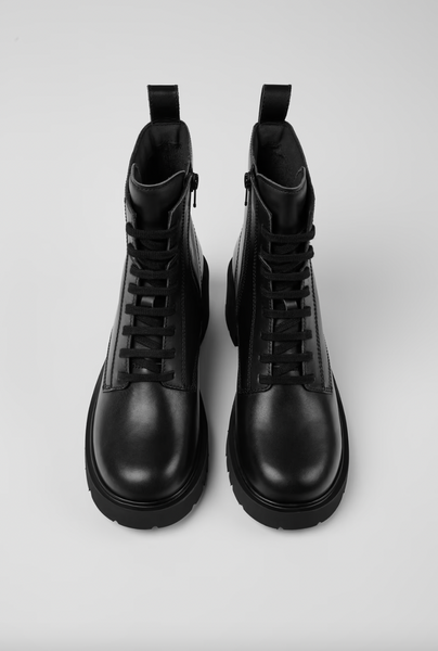 Camper -  Platform Lace Up Boot in Black Leather