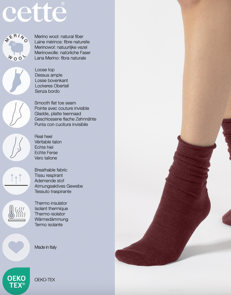 Cette - Roll Top Merino Socks in Cardinal