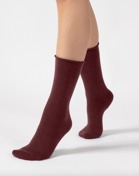 Cette - Roll Top Merino Socks in Cardinal