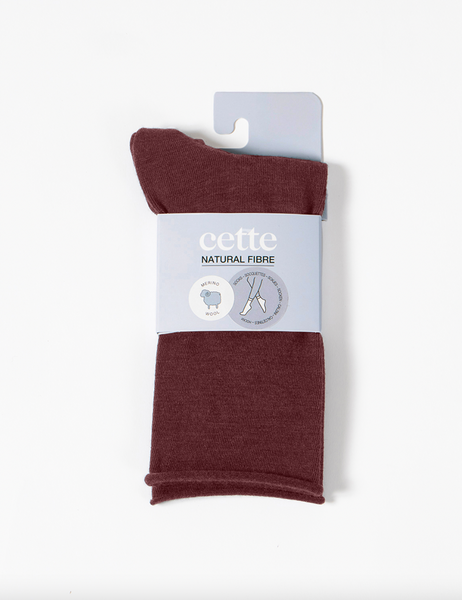 Cette - Roll Top Merino Socks in Cardinal