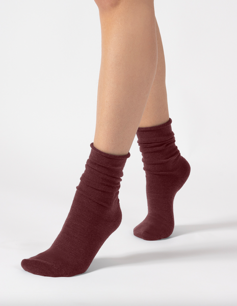 Cette - Roll Top Merino Socks in Cardinal