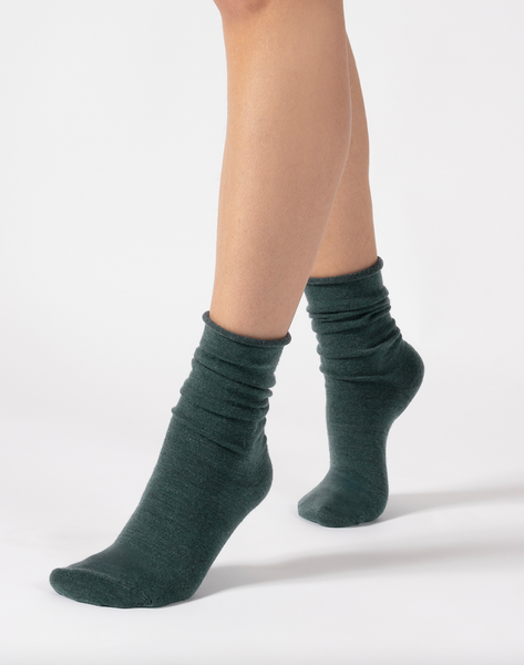 Cette - Roll Top Merino Socks in Petrol