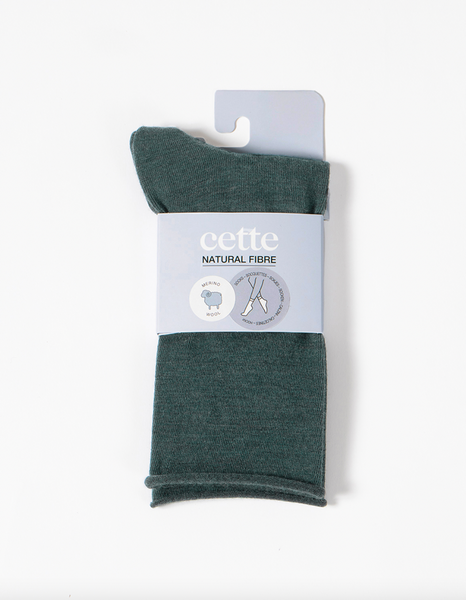Cette - Roll Top Merino Socks in Petrol