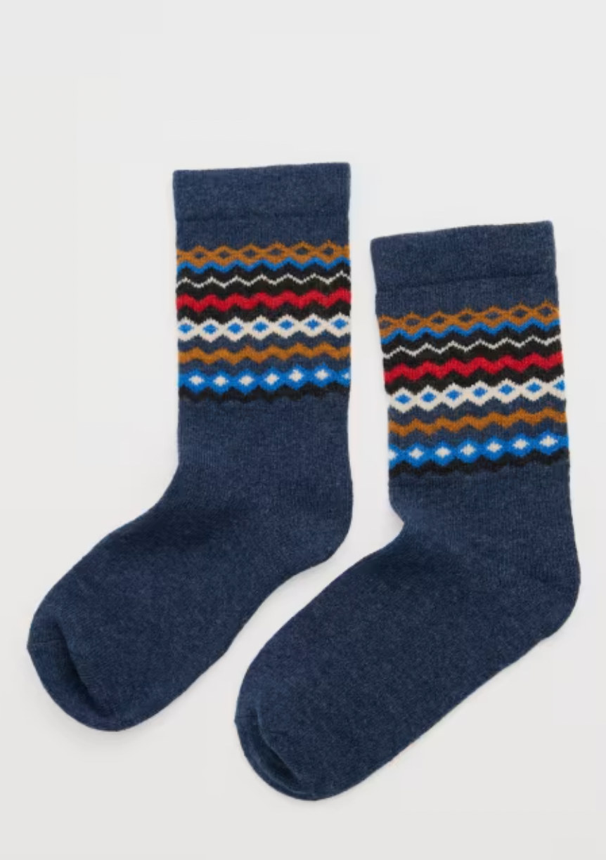 Seasalt Socks - Merino Fairisle Socks in Navy