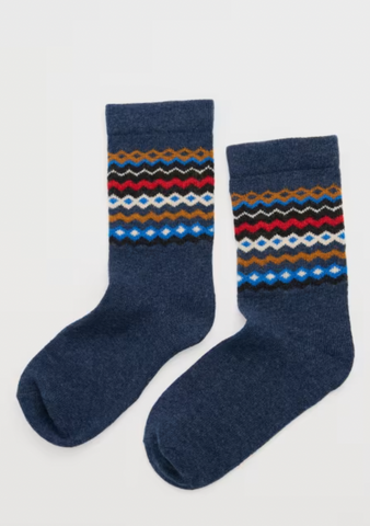 Seasalt Socks - Merino Fairisle Socks in Navy