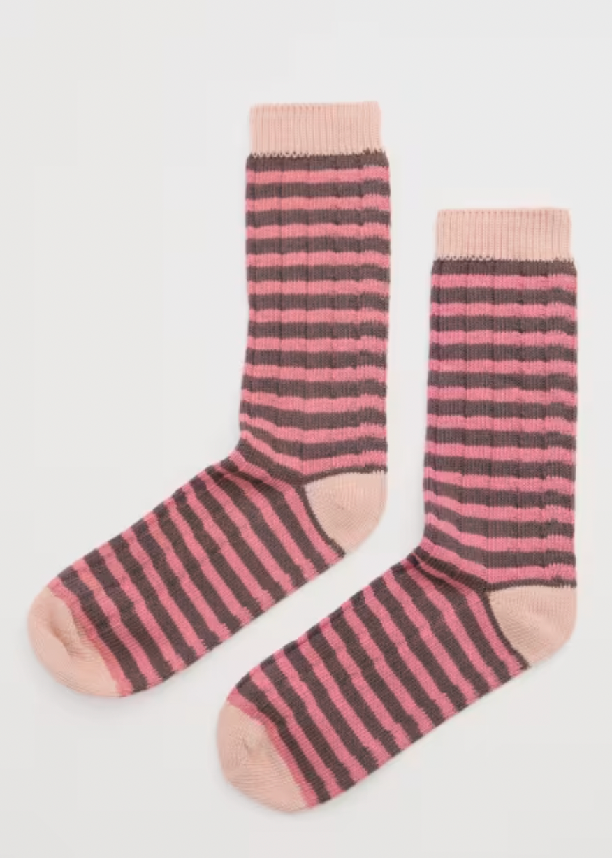 Seasalt Socks - Cozy Cotton Socks in Rose Stripes