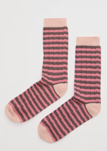 Seasalt Socks - Cozy Cotton Socks in Rose Stripes