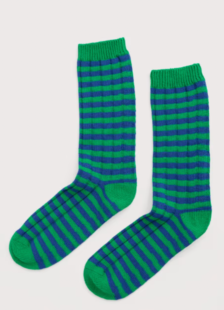 Seasalt Socks - Cozy Cotton Socks in Fern Stripes