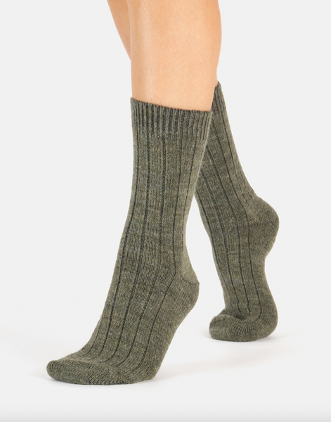 Cette - Ribbed Alpaca Socks in Sage